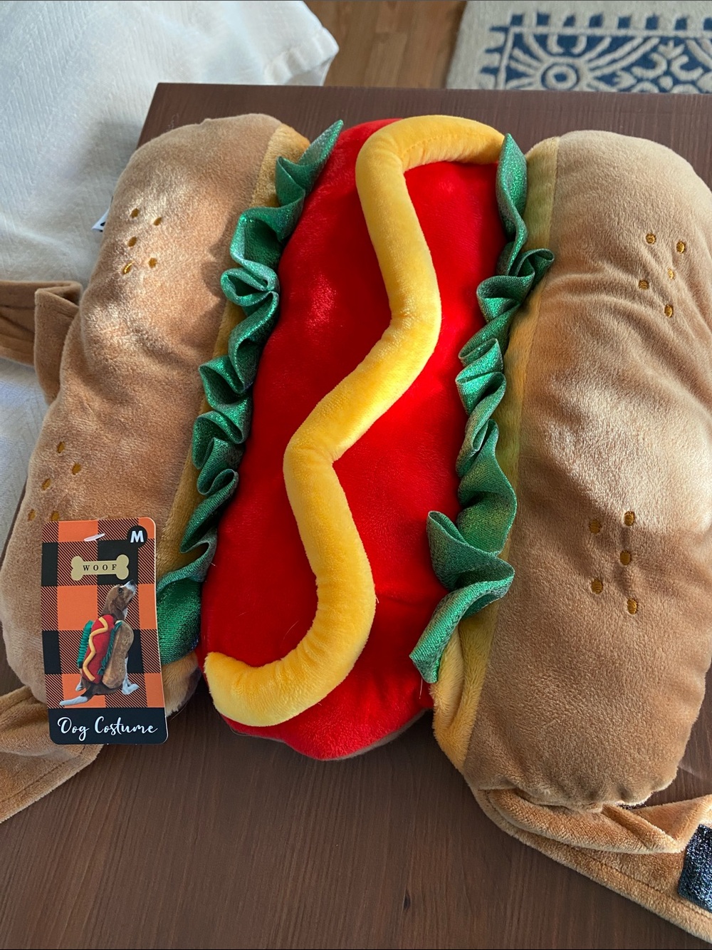 Hot Dog Dog Costume - Red, Yellow, Green Medium dog size
